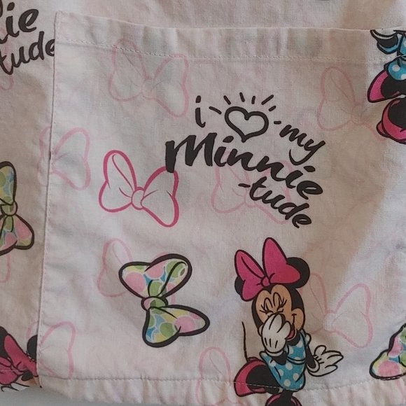 Disney Minnie Mouse Nurse's Uniform Shirt Sz L to XL with Pockets Short Sleeve - Picture 5 of 7